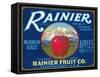 Rainier Apple Label - Yakima, WA-Lantern Press-Framed Stretched Canvas