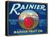 Rainier Apple Label - Yakima, WA-Lantern Press-Stretched Canvas