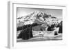 Rainier National Park - Early Spring in Paradise Valley Photograph-Lantern Press-Framed Art Print