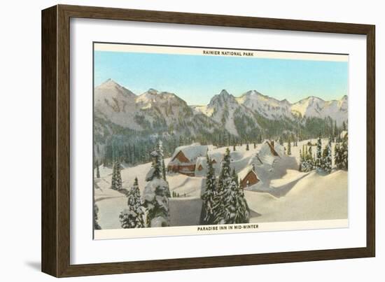 Rainier National Park in Winter, Washington-null-Framed Art Print