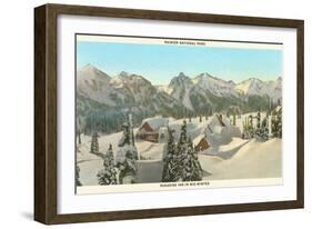 Rainier National Park in Winter, Washington-null-Framed Art Print