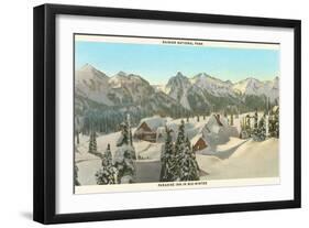 Rainier National Park in Winter, Washington-null-Framed Art Print