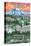 Rainier National Park - Retro View-Lantern Press-Stretched Canvas