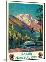 Rainier National Park - Stampede Pass, Washington - Vintage Railroad Travel Poster, 1920s-Gustav Wilhelm Krollmann-Mounted Art Print