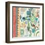 Raining Flowers with Border Square I-Candra Boggs-Framed Art Print