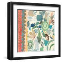 Raining Flowers with Border Square I-Candra Boggs-Framed Art Print