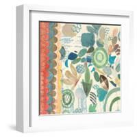 Raining Flowers with Border Square I-Candra Boggs-Framed Art Print