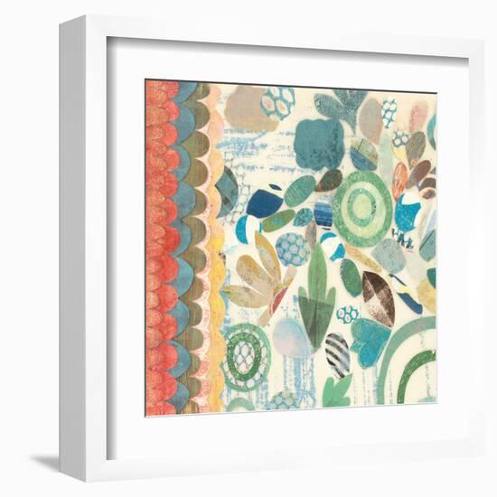 Raining Flowers with Border Square I-Candra Boggs-Framed Art Print