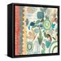 Raining Flowers with Border Square I-Candra Boggs-Framed Stretched Canvas