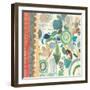 Raining Flowers with Border Square I-Candra Boggs-Framed Art Print