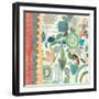 Raining Flowers with Border Square I-Candra Boggs-Framed Art Print