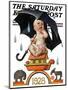 "Raining on Baby New Year," Saturday Evening Post Cover, December 31, 1927-Joseph Christian Leyendecker-Mounted Giclee Print