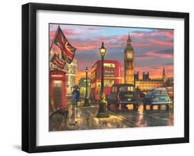 Raining Parliament Square (Variant 1)-Dominic Davison-Framed Art Print