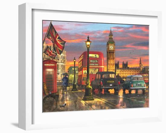 Raining Parliament Square (Variant 1)-Dominic Davison-Framed Art Print