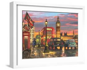 Raining Parliament Square (Variant 1)-Dominic Davison-Framed Art Print