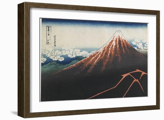 Rainstorm Beneath the Summit, 1831-1834-Katsushika Hokusai-Framed Giclee Print