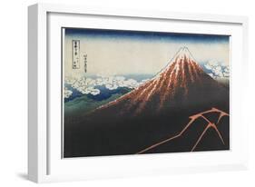 Rainstorm Beneath the Summit, 1831-1834-Katsushika Hokusai-Framed Giclee Print