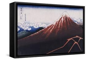 Rainstorm Beneath the Summit (The Black Fuji)-Katsushika Hokusai-Framed Stretched Canvas