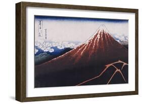 Rainstorm Beneath the Summit (The Black Fuji)-Katsushika Hokusai-Framed Giclee Print