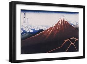 Rainstorm Beneath the Summit (The Black Fuji)-Katsushika Hokusai-Framed Giclee Print