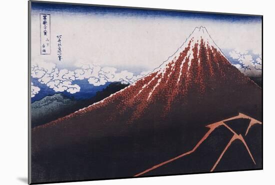 Rainstorm Beneath the Summit (The Black Fuji)-Katsushika Hokusai-Mounted Giclee Print