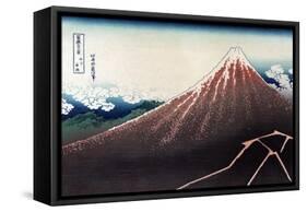 Rainstorm Beneath the Summit-Katsushika Hokusai-Framed Stretched Canvas