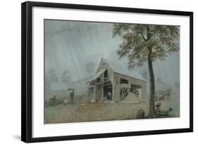 Rainstorm, Cider Mill at Redding, Connecticut, c.1840-George Harvey-Framed Giclee Print