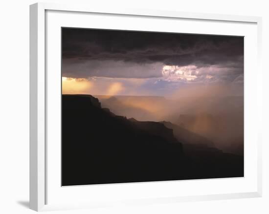 Rainstorm over the Grand Canyon at Sunset, Grand Canyon NP, Arizona-Greg Probst-Framed Photographic Print
