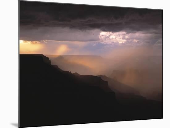 Rainstorm over the Grand Canyon at Sunset, Grand Canyon NP, Arizona-Greg Probst-Mounted Photographic Print