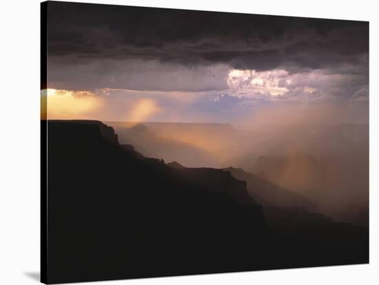 Rainstorm over the Grand Canyon at Sunset, Grand Canyon NP, Arizona-Greg Probst-Stretched Canvas