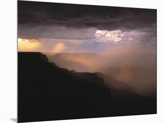 Rainstorm over the Grand Canyon at Sunset, Grand Canyon NP, Arizona-Greg Probst-Mounted Photographic Print