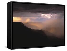 Rainstorm over the Grand Canyon at Sunset, Grand Canyon NP, Arizona-Greg Probst-Framed Stretched Canvas