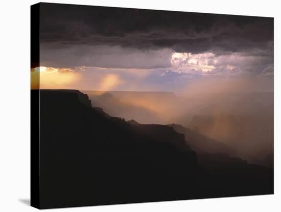 Rainstorm over the Grand Canyon at Sunset, Grand Canyon NP, Arizona-Greg Probst-Stretched Canvas