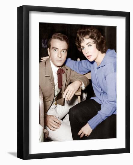 Raintree County, Montgomery Clift, Elizabeth Taylor, on set, 1957-null-Framed Photo