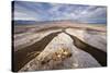 Rainwater creates a creek on Salt Flats. Death Valley, California.-Tom Norring-Stretched Canvas