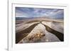 Rainwater creates a creek on Salt Flats. Death Valley, California.-Tom Norring-Framed Photographic Print