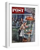"Rainy Barbecue" Saturday Evening Post Cover, July 28, 1951-Constantin Alajalov-Framed Premium Giclee Print