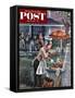 "Rainy Barbecue" Saturday Evening Post Cover, July 28, 1951-Constantin Alajalov-Framed Stretched Canvas