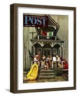 "Rainy Day at Beach Rental," Saturday Evening Post Cover, July 31, 1948-Stevan Dohanos-Framed Giclee Print