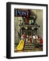 "Rainy Day at Beach Rental," Saturday Evening Post Cover, July 31, 1948-Stevan Dohanos-Framed Giclee Print