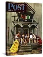 "Rainy Day at Beach Rental," Saturday Evening Post Cover, July 31, 1948-Stevan Dohanos-Stretched Canvas