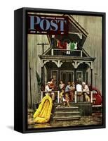 "Rainy Day at Beach Rental," Saturday Evening Post Cover, July 31, 1948-Stevan Dohanos-Framed Stretched Canvas