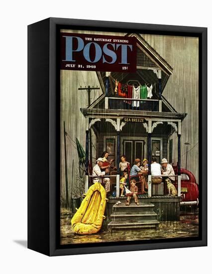 "Rainy Day at Beach Rental," Saturday Evening Post Cover, July 31, 1948-Stevan Dohanos-Framed Stretched Canvas