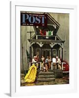 "Rainy Day at Beach Rental," Saturday Evening Post Cover, July 31, 1948-Stevan Dohanos-Framed Giclee Print