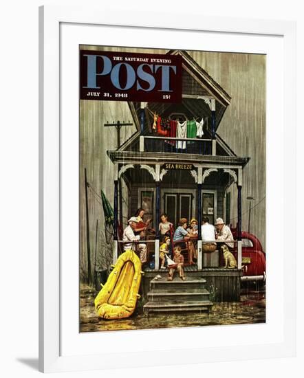 "Rainy Day at Beach Rental," Saturday Evening Post Cover, July 31, 1948-Stevan Dohanos-Framed Giclee Print