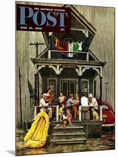 "Rainy Day at Beach Rental," Saturday Evening Post Cover, July 31, 1948-Stevan Dohanos-Mounted Giclee Print