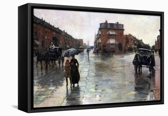 Rainy Day, Boston-Childe Hassam-Framed Stretched Canvas