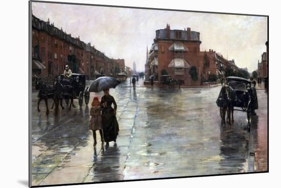 Rainy Day, Boston-Childe Hassam-Mounted Giclee Print