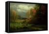 Rainy Day in Autumn, Massachusetts, 1857-Albert Bierstadt-Framed Stretched Canvas