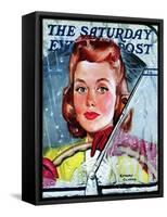 "Rainy Drive," Saturday Evening Post Cover, December 7, 1940-Emery Clarke-Framed Stretched Canvas